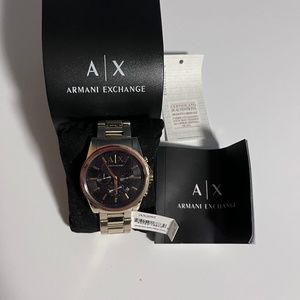 Brand New Armani Exchange AX2095 Mens Day Date Chronograph Gold Tone Watch